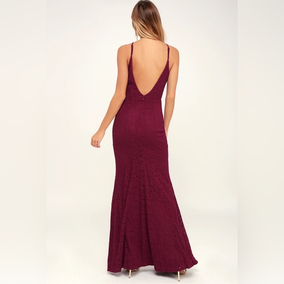Ephemeral Allure Burgundy Lace Maxi Dress, size Small - Picture 3 of 8